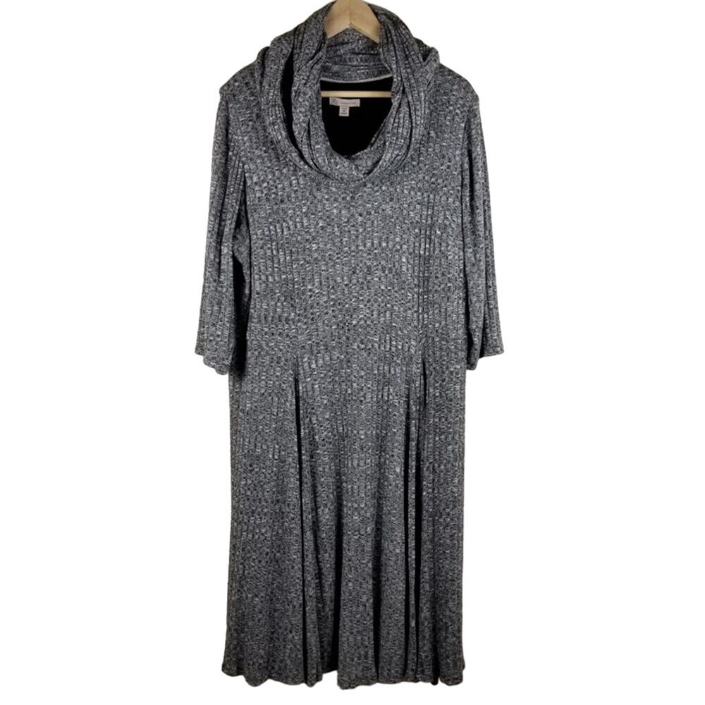 Dressbarn Heathered Gray Winter Dress w/ Removable Scarf Women 3X